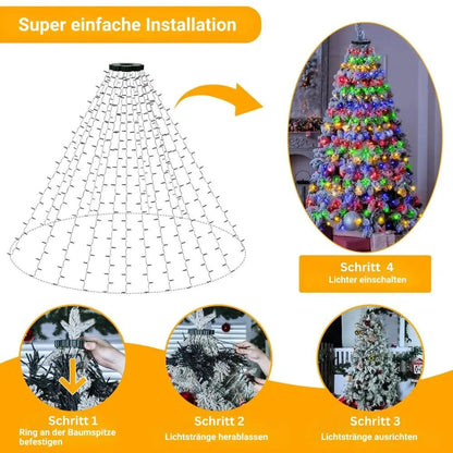 Wasserdichte LED-Wasserfalllichter mit Ring — Blitzschnelle Weihnachtsbaum-Deko Mivoza Deutschland