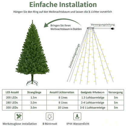 Wasserdichte LED-Wasserfalllichter mit Ring — Blitzschnelle Weihnachtsbaum-Deko Mivoza Deutschland