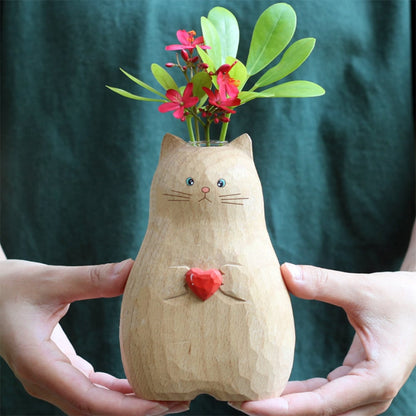 Handgefertigte Katzenvase aus Holz – Einzigartige & Umweltfreundliche Deko Mivoza Deutschland