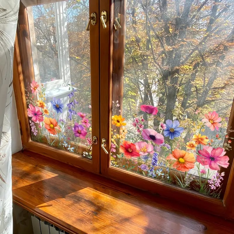 Beidseitiger Fensteraufkleber mit Blumenmotiv (kann auf jede Größe zugeschnitten werden) – 1 kaufen, 1 gratis erhalten! Mivoza Deutschland