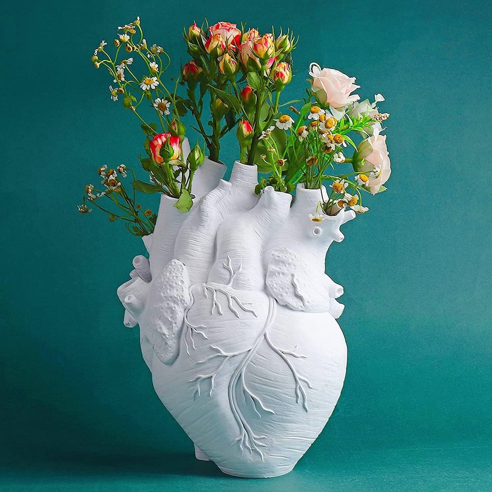 Herzförmige Resin-Kunstvase – Elegante, kreative Blumendekoration