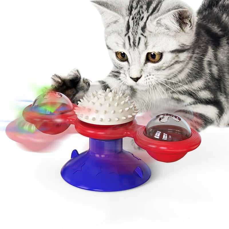 Rotierendes Katzen-Spielzeug mit Leuchteffekt und Katzenminze