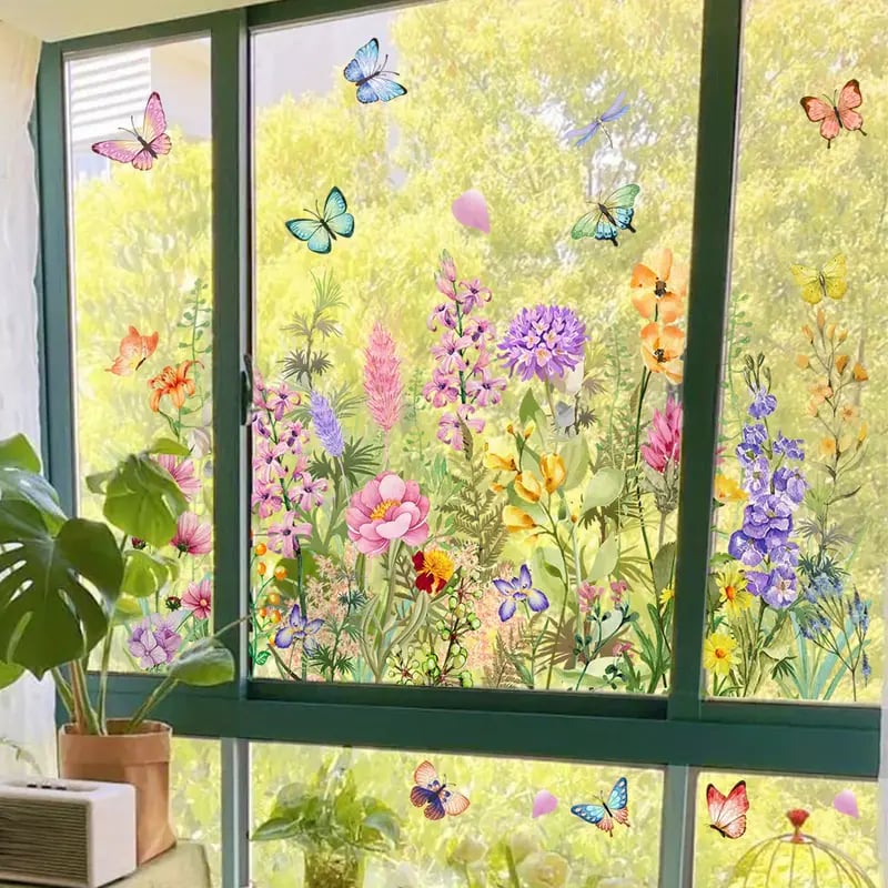 Beidseitiger Fensteraufkleber mit Blumenmotiv (kann auf jede Größe zugeschnitten werden) – 1 kaufen, 1 gratis erhalten! Mivoza Deutschland
