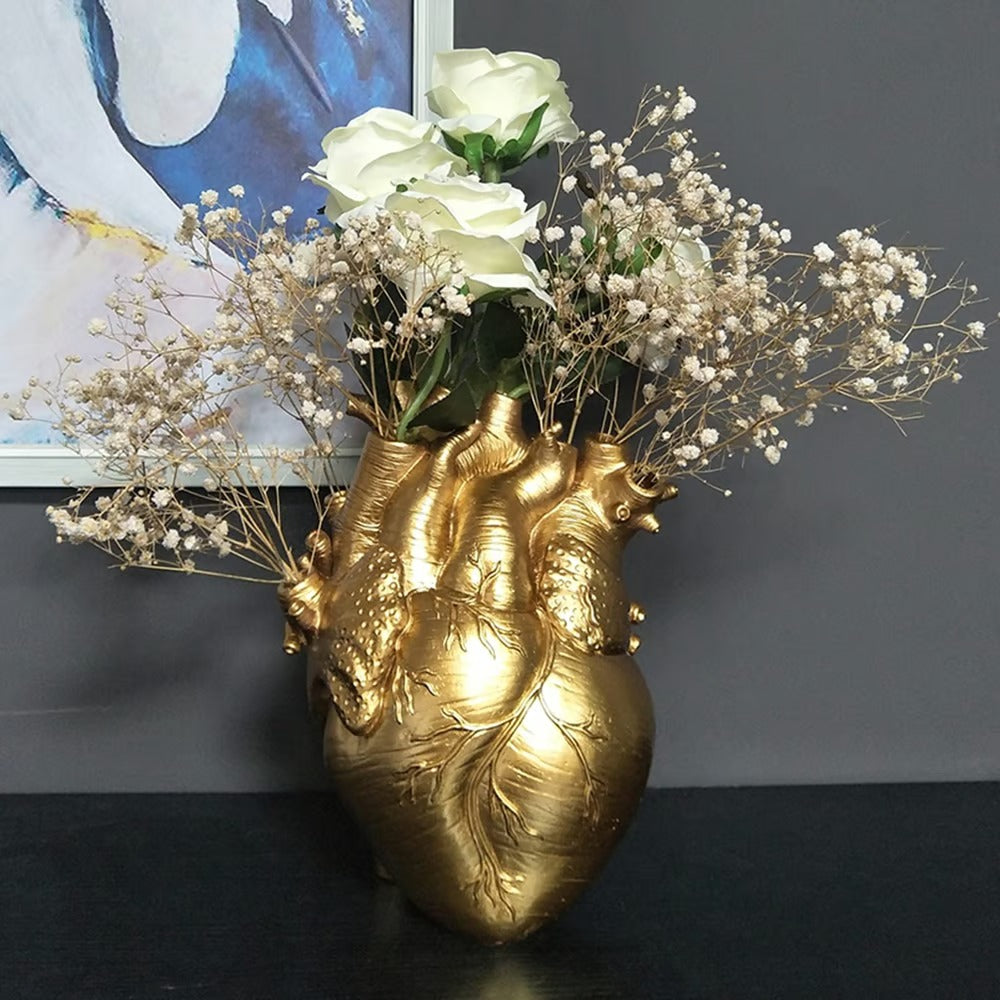 Herzförmige Resin-Kunstvase – Elegante, kreative Blumendekoration