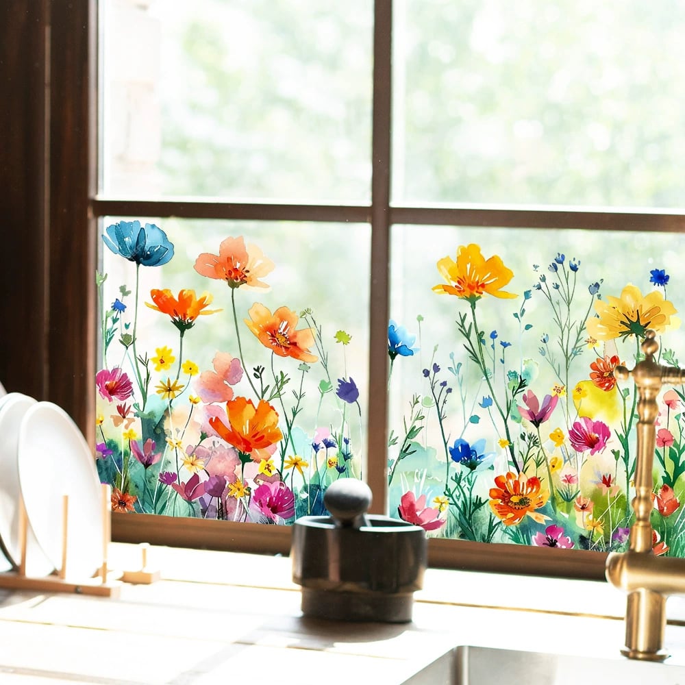 Beidseitiger Fensteraufkleber mit Blumenmotiv (kann auf jede Größe zugeschnitten werden) – 1 kaufen, 1 gratis erhalten! Mivoza Deutschland