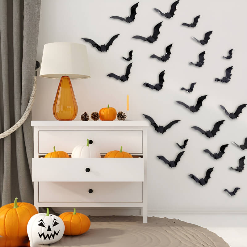 BatWall™ Halloween 3D Fledermaus Wanddekoration (48er Satz)