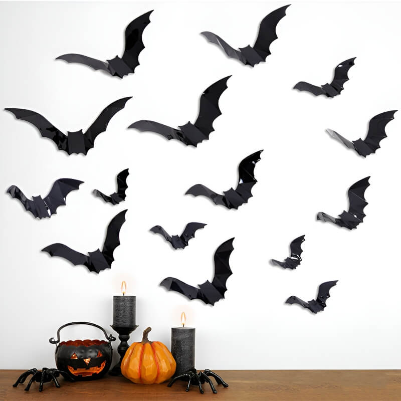 BatWall™ Halloween 3D Fledermaus Wanddekoration (48er Satz)