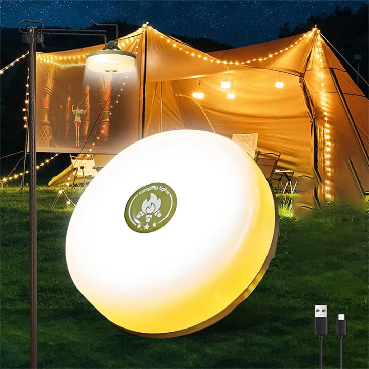 Campinglampe mit 10m RGB-Lichterkette – Atmosphäre & Sicherheit für jeden Trip