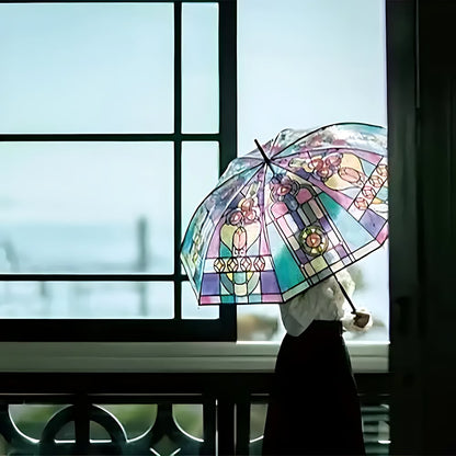 Automatischer Regenschirm – Vintage-Design mit Buntglas und Windschutz Mivoza Deutschland
