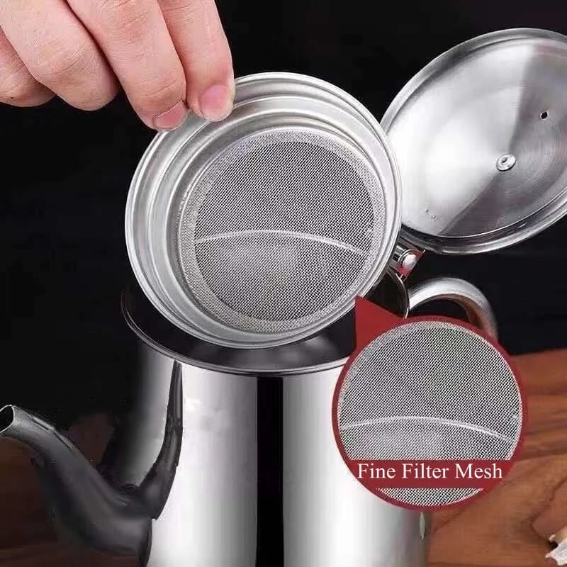 Edelstahl Ölfilter-Topf mit Sieb und Deckel für saubere Aufbewahrung Mivoza Deutschland