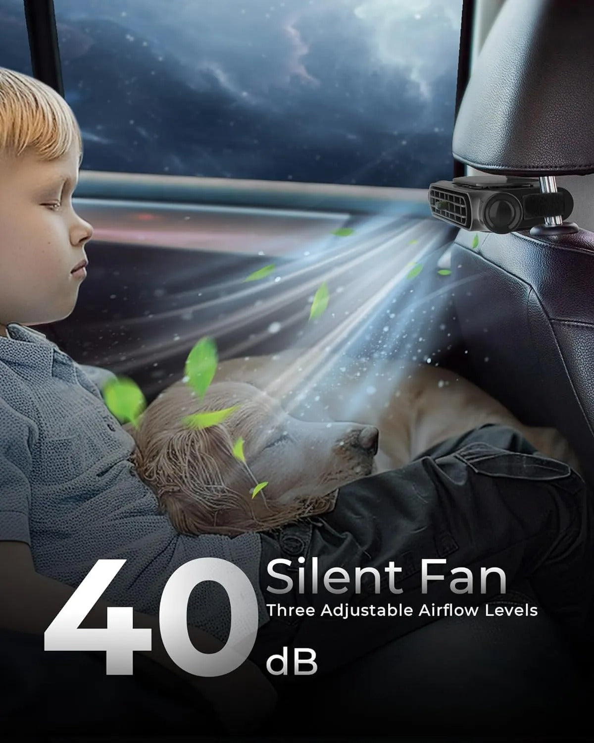 Car Seat Fan USB Plug-in Dual Turbo High Wind Power Car Interior Rear Pillow Car Fan Mivoza Deutschland