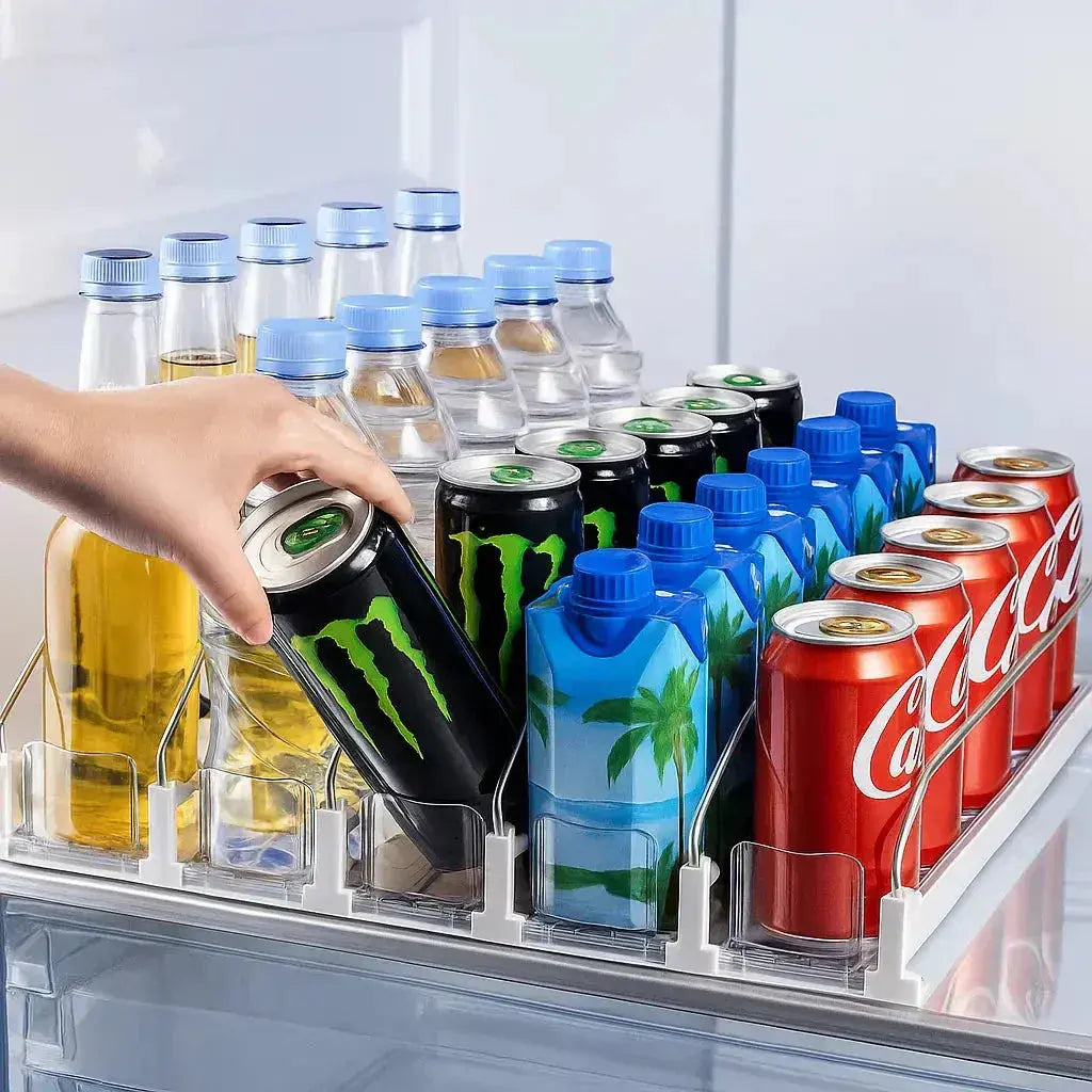 Getränkeorganizer mit Auswurfmechanismus – Platzsparender Flaschen- & Dosenhalter Mivoza Deutschland