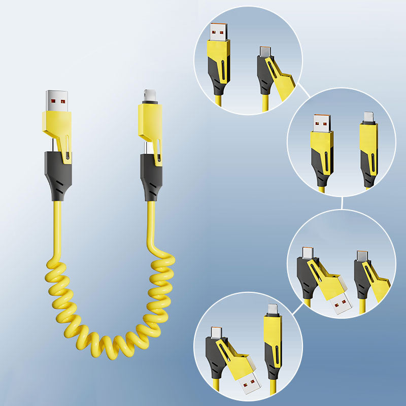 4-in-1 Federziehbares Ladekabel für ultraschnelles Laden