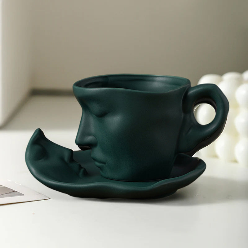 Kreative Keramik-Kuss-Kaffeetasse mit Gesichtsmotiv