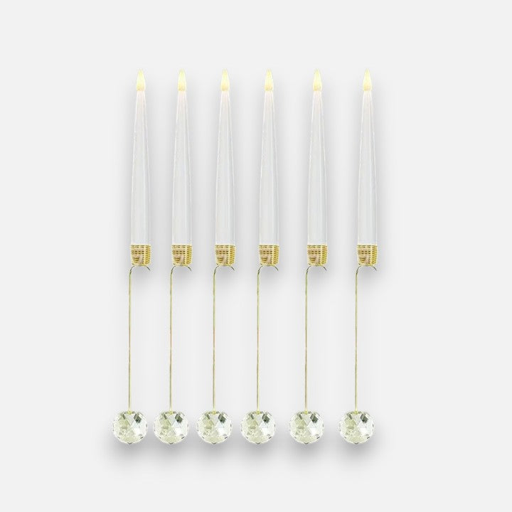LED Weihnachts-Stabkerzen mit Kristallkugel und Haken – 6er Set für stilvolle Dekoration Mivoza Deutschland
