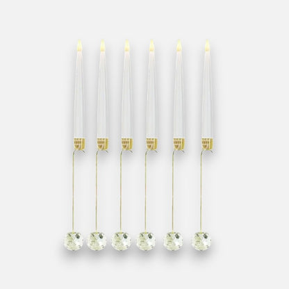 LED Weihnachts-Stabkerzen mit Kristallkugel und Haken – 6er Set für stilvolle Dekoration Mivoza Deutschland