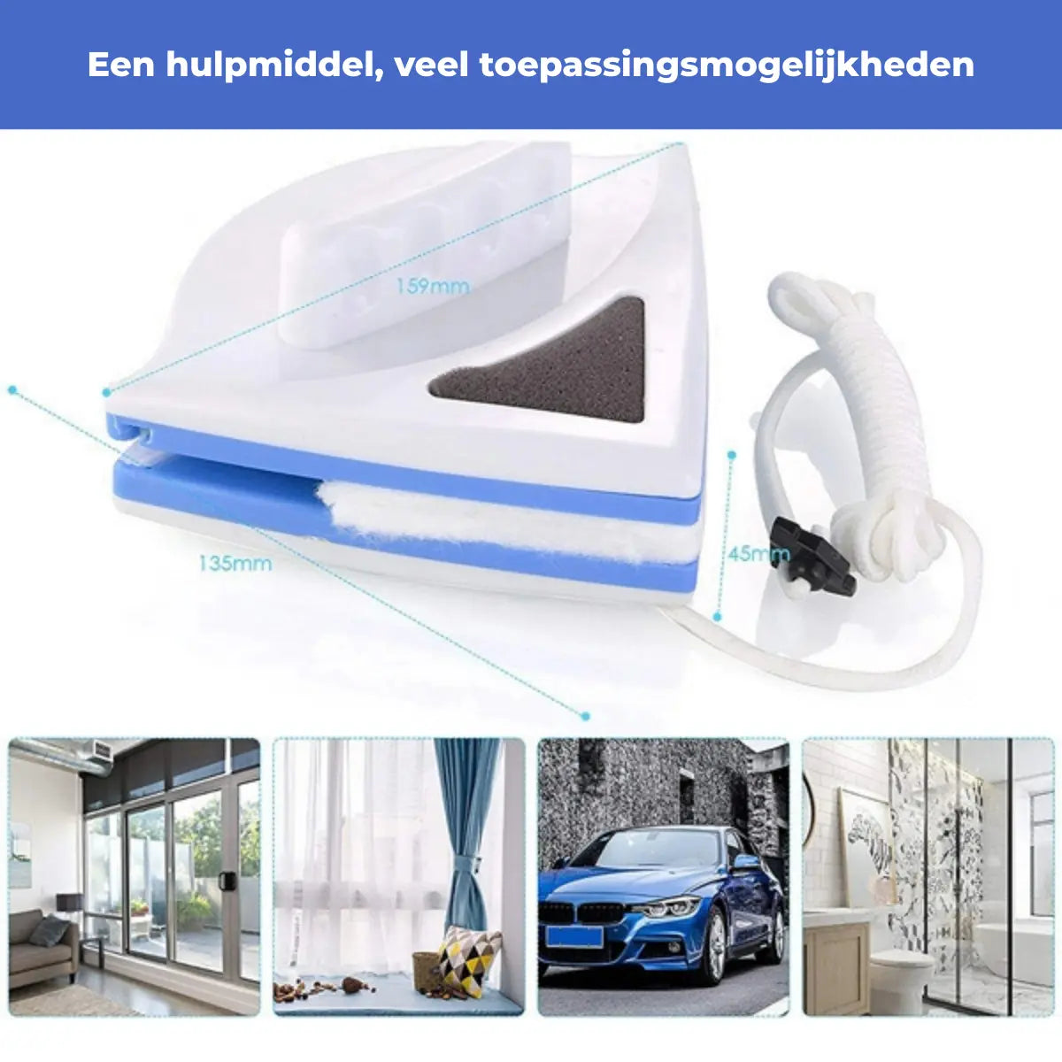 Magnetischer Fensterreiniger — doppelseitiges Glasreinigungsgerät mit Sicherheitsverschluss Mivoza Deutschland