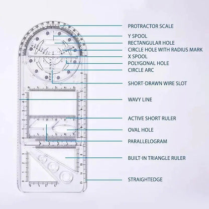 1+1 Gratis | Ruler™️ Multifunktionales geometrisches Lineal - Lozenza