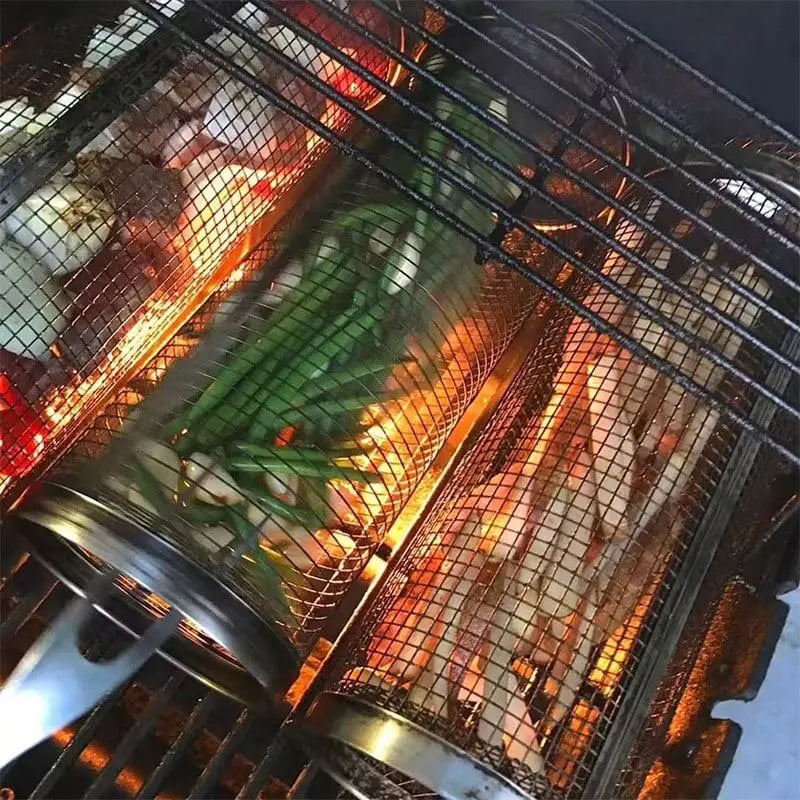 1+1 Gratis | Tragbarer rollender Grillkorb aus Edelstahl Mivoza Deutschland